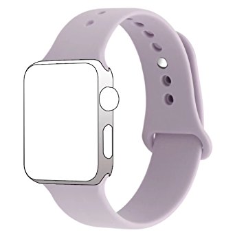 Hailan Band for Apple Watch Series 1 Series 2,New Design Soft Durable Sport Silicone Replacement Wrist Strap for iWatch,42mm,Lavender