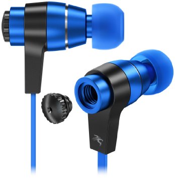 Sentey BlackBlue Earbuds Metal Audiophile Level In-ear Headphones Earphones for Music Running Travel Carrying Case Included Tangle Free Cable Oryon LS-4217 with Inline Control and Microphone