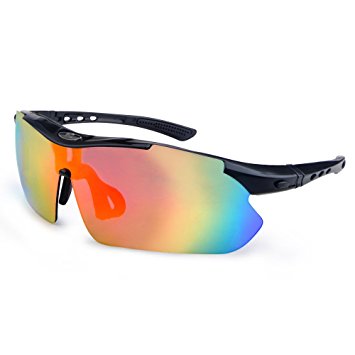 NonoUV Polarized U.V Protection Sport Sunglasses with 5 Interchangeable Lenses for Cycling Running and other Outdoor Activities