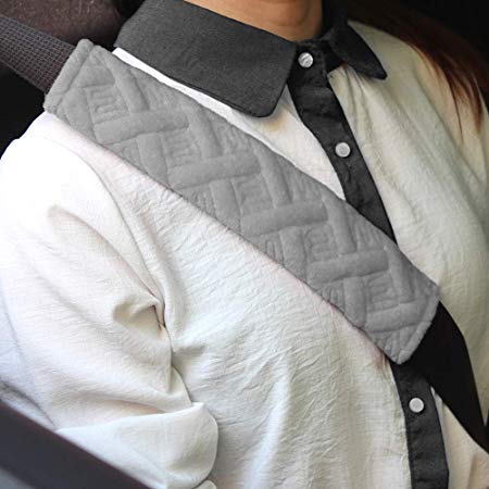GAMPRO 2 Pack Universal Car Seat Belt Pads Covers Kit for Adults Gray Soft Comfort Seat Belt Shoulder Strap Covers Protact Your Neck and Shoulder,Suitable for Backpack,Shoulder Bag