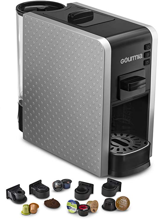 Gourmia Multi Capsule Espresso Coffee Machine Includes Pod Cartridges Compatible for Nespresso - Silver