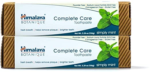 Himalaya Botanique Complete Care Toothpaste, Simply Mint, Plaque Reducer for Brighter Teeth and Fresh Breath, 5.29 oz, 2 Pack