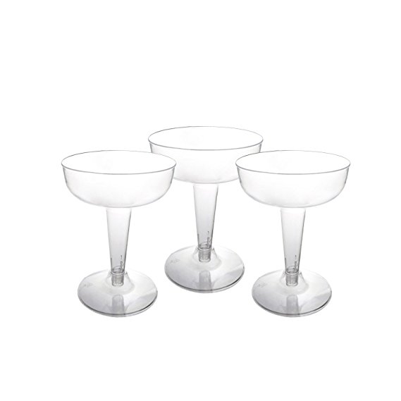 Party Essentials Hard Plastic Two Piece 4-Ounce Champagne Glasses, 20-Count, Clear