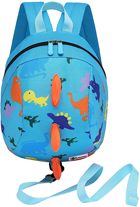 DB Dinosaur Toddler Mini Backpack with Leash,Children Kids Baby Harness Bookbag (SkyBlue(Upgrade Version, Leash on The Bottom))