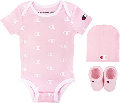 Champion Infant 3-Piece Box Set Includes Body Suit, bib or hat and Booties