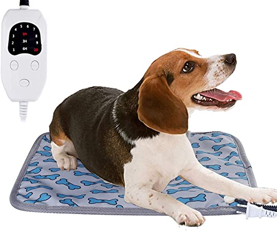 N / A Upgraded Pet Heating Pad for Dog Cat Heat Mat Indoor Electric Waterproof,with Timer and Temperature Adjustable Pet Bed Heater Warmer with Chew Resistant Steel Cord,17x 17 inch