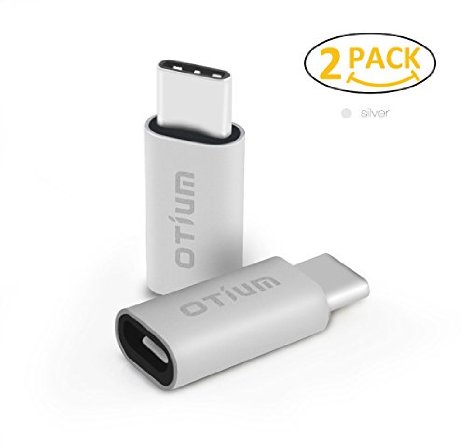 USB-C to Micro USB Adapter 2 Pack Otium USB Type C to Micro USB Convert Connector for OnePlus 2 Nexus 5X 2015 Nexus 6P and Other Type C Devices Silver