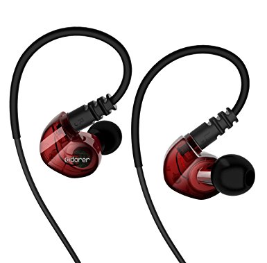tongxin running Sports earbud Headphones Wired Over Ear In Ear Headsets Noise Isolation waterproof Earbuds Enhanced Bass Stereo Earphones with Microphone and Remote for Running Jogging Gym (red)