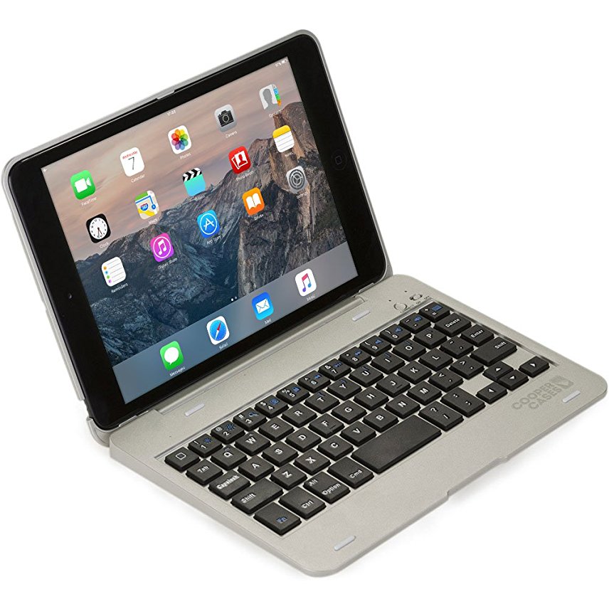 iPad Mini 1 2 3 keyboard case, COOPER KAI SKEL P1 Bluetooth Wireless Keyboard Portable Laptop Macbook Clamshell Case Cover with 13 Shortcut Function Keys for Apple iPad Mini 1st 2nd 3rd Silver