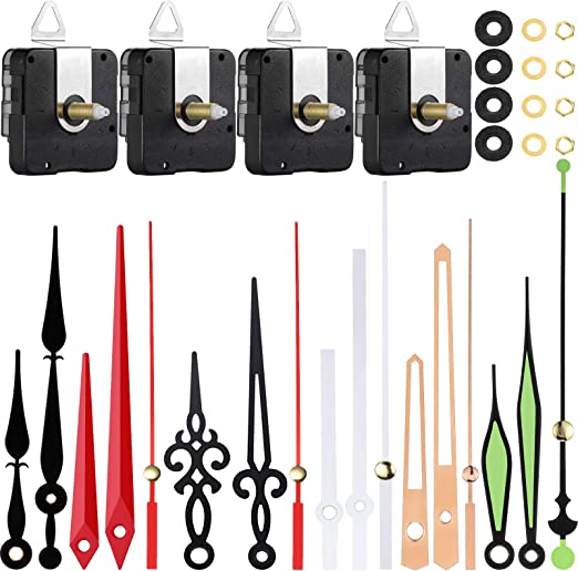 4 Pieces High Torque Long Shaft Clock Movement Mechanism with 6 Different Pairs of Hands Clock Repair Parts Replacement (20 mm/ 0.79 Inch)