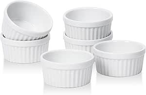 DOWAN Mini Ramekins 1.5 oz, Dipping Sauce Cups, Tiny Ramekins Dip Bowl Porcelain Souffle Dish, Small Ramekins Dessert Cups Small Bowls for Charcuterie Board, Microwave & Oven Safe, Set of 6, White