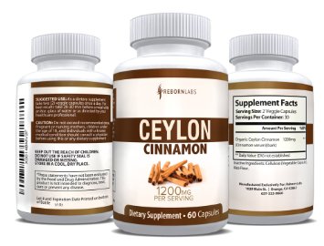 Organic Ceylon Cinnamon Capsules for Blood Sugar Support & Weight Loss | Healthier, True Cinnamon Capsules from Sri Lanka | 60 Cinnamon Pills | 1,200mg Cinnamon Bark Extract | Natural Supplement