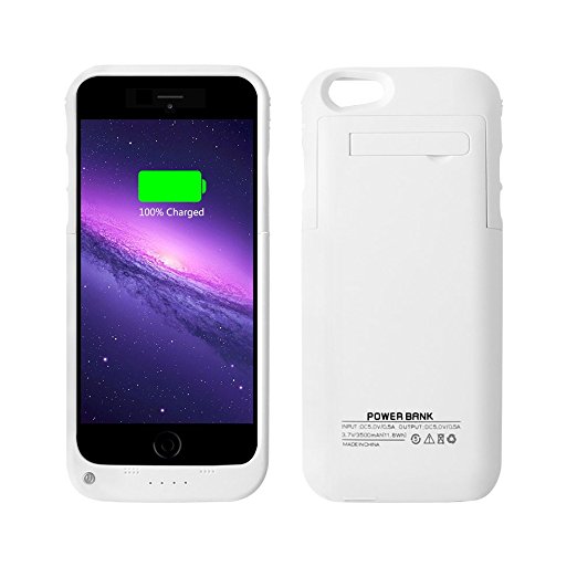 YHhao 3500mAh Charger Case for iPhone 6 / 6s Portable Cell Phone Battery Charger Slim Extended Battery Case Back up Power Bank Rechargeable Charger Case with Stand 4.7" for iPhone 6/6s (White)