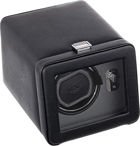 WOLF 4525029 Windsor Single Watch Winder with Cover, Black