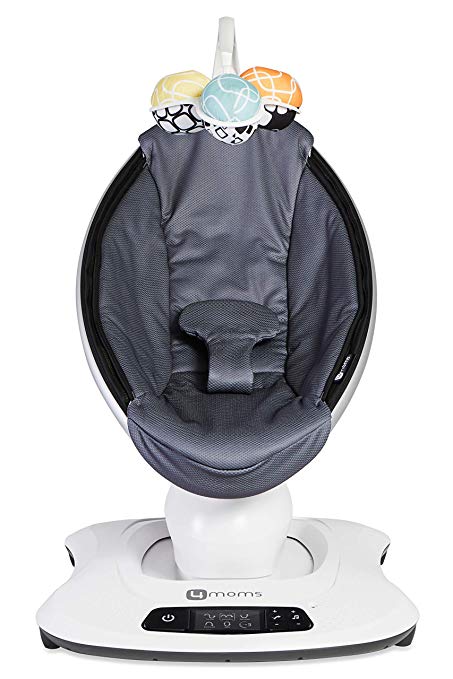 4moms mamaRoo4 Bluetooth-Enabled High-Tech Baby Swing Cool Mesh Fabric with 5 Unique motions, Dark Grey