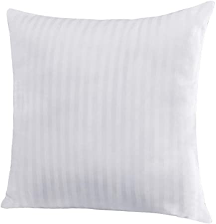 EvZ Homie Premium Stuffer Pillow Insert Sham Square Form Polyester, 18" L X 18" W, Standard White Striped, for 18" Covers