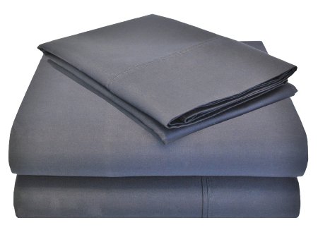 1200 Thread Count 4 Piece Cotton Blend Solid Sheet Set, California King, Grey