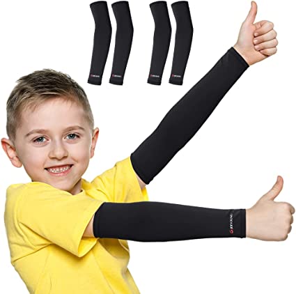JOEYOUNG Arm Sleeves for Kids (4-9 Years) Sun Sleeves for Baseball Basketball Costume for Party UV Protection Sleeve Cooling