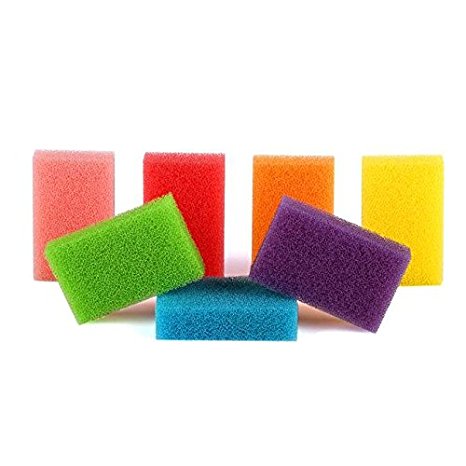 Qisc iLH Colorful Multi-Purpose Durable Lightweight Kitchen Cleaning Sponges, 5x3x1-Inch, Pack of 7