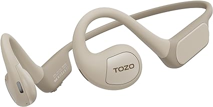 TOZO OpenReal Open Ear Headphones Bluetooth 5.3 Air Conduction Wireless Headphones Sport Earbuds with Premium Sound, Dual-Mic Call Noise Reduction Earphones with Hair Band for Running Cycling Khaki