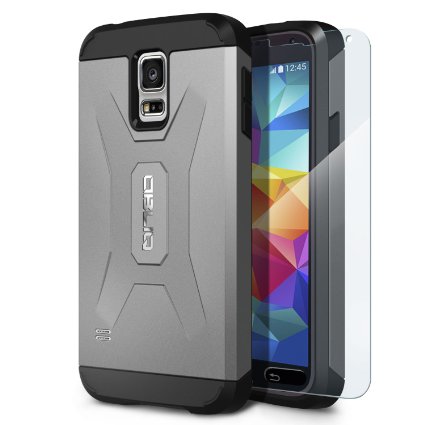 Galaxy S5 Case OBLIQ Xtreme ProGun Metal  Screen Shield - Premium Slim Tough Thin Armor Fit Bumper Smooth Finish Dual Layered Heavy Duty Hard Protection Cover for Samsung Galaxy S5