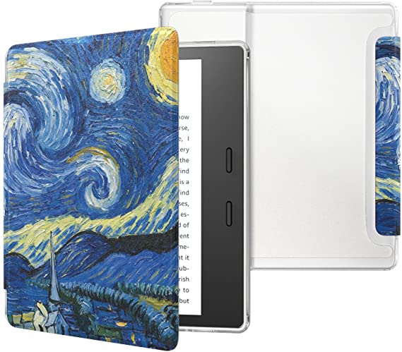 MoKo Case Fits All-New Kindle Oasis (9th and 10th Generation ONLY, 2017 and 2019 Release), Slim Lightweight Cover with Translucent Frosted Back Protector - Starry Night