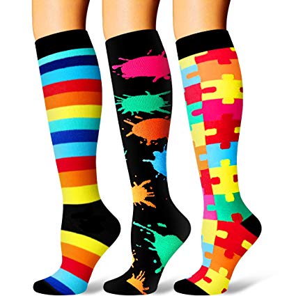 Laite Hebe Compression Socks,(3 Pairs) Compression Sock Women & Men - Best Running, Athletic Sports, Crossfit, Flight Travel