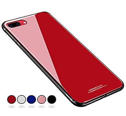 SUMart iPhoneX Case Anti-Scratch Tempered Glass Back Cover TPU Frame Hybrid Shell Slim Case Anti-Drop (Red, iPhone X 5.8inch)