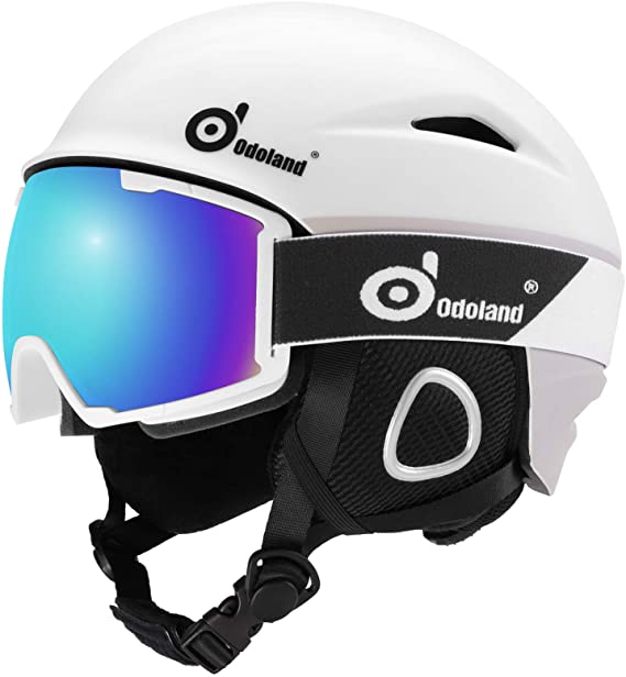 Odoland Ski Helmet with Ski Goggles, Multi-Options Snowboard Helmet and Goggles Set for Men Women and Youth