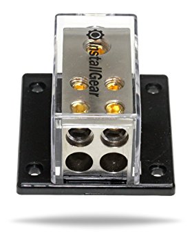 InstallGear 0/2/4 AWG Gauge Power Distribution Block 1/0 Gauge In to (4) 4/8 Gauge Out