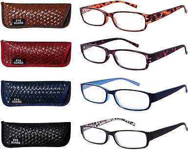EYEGUARD Readers 4 Pack of Thin and Elegant Womens Reading Glasses with Beautiful Patterns for Ladies