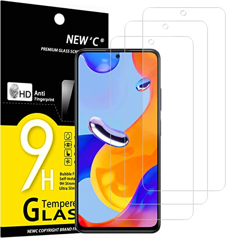 NEW'C 3 Piezas, Protector Pantalla para Xiaomi Redmi Note 11 Pro, Redmi Note 11 Pro 5G, Antiarañazos, Antihuellas, Sin Burbujas, Dureza 9H, 0.33mm Ultra Transparente, Templado Ultra Resistente