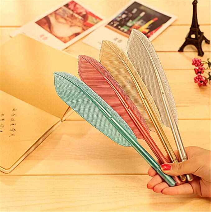 Heyuni. 1pc Unique Rollerball Pen, Cute Wing Feather Ballpoint Ink Pens Gel Pens Creative Stationery Student Gift (Random Color)