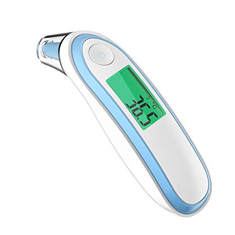 Medical Ear Thermometer with Forehead Function, COULAX Dual Mode Infrared Thermometer with Instant Reading, Fever Warning, Clinical Monitoring, CE and FDA Certified