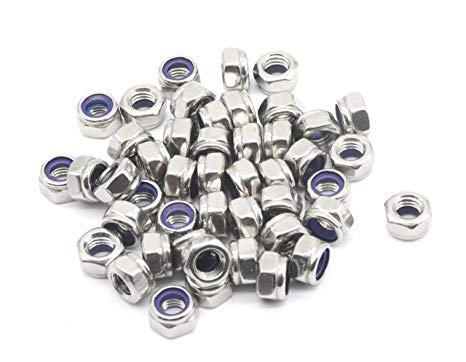 binifiMux 35Pcs M6 x 1.0mm Nylon Inserted Hex Lock Nuts 304 Stainless Steel Silver