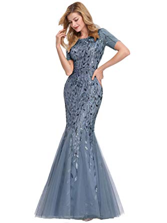 Ever-Pretty Women's Illusion Embroidery Elegant Mermaid Evening Dress 07707