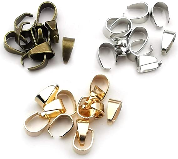 300pcs Mixed Metal Pinch Clip Clasp Bail Finish Necklace Clasps Pendant Clasps Claw Bail,Pendant Clasps, Pinch Clip Clasp Bail for Necklace (M148)