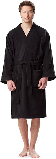 Arus Men's Short Kimono Bathrobe Turkish Cotton Terry Cloth Robe