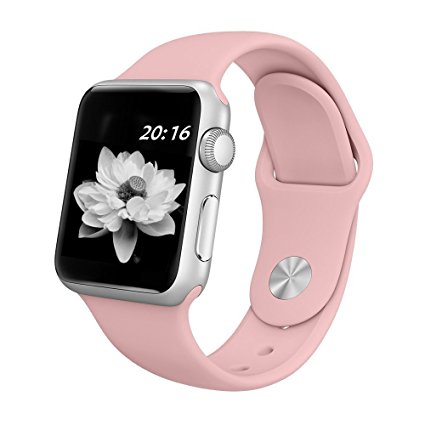 top4cus Apple Watch Band 38mm Soft Silicone Replacement Sport Strap iWatch Band for Apple Watch 38mm Model - Medium/Large - Vintage Rose