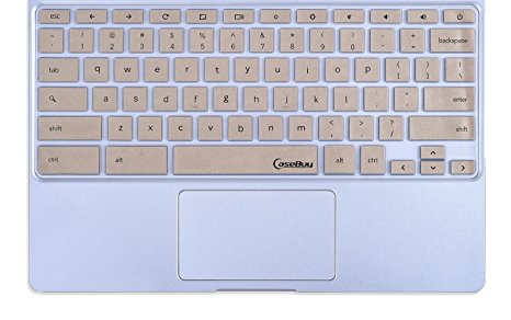 CaseBuy Keyboard Cover Silicone Rubber Skin for Samsung ARM 11.6" Chromebook 2 XE500C12, Chromebook 3 XE500C13 11.6 inch Chromebook, Gold