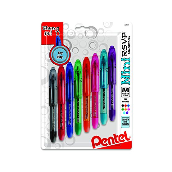 PENTEL Med 8/Pkg -RSVP Mini Ballpt Pen Ballpoint Pen (BK91MNBP8M)