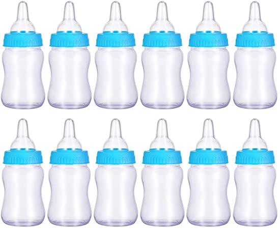 NUOLUX Baby Bottle Favors Decoration Small Feeding Bottles Pack of 12 (Blue)
