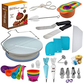 Cake Decorating Kit – 101Pcs Cake & Cupcake Decoration Supplies Set with Cake Decorating Turntable, Easy to Use Turntable and More Baking Decoration Tools for Beginners, Adults, Kids and Teens