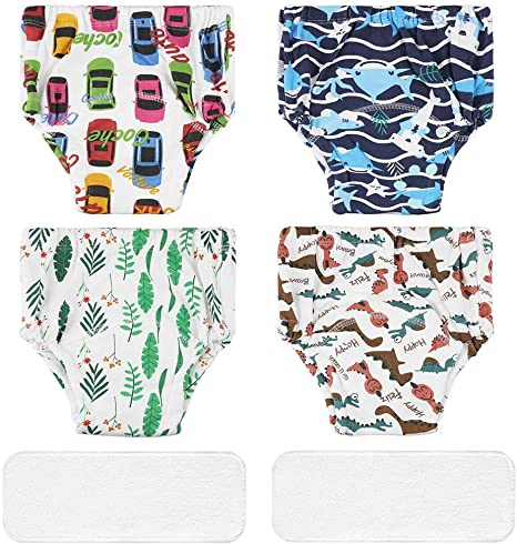 Lictin Potty Training Pants for Toddlers-4 Pcs Underwear Training Pants with 2 Pcs Baby Cloth Diaper Liners, Reusable 7-Layer Cotton Potty Training Underpants for Infants Toddlers 2-3 Years