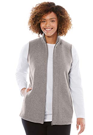 Woman Within Women's Plus Size Zip-Front Microfleece Vest