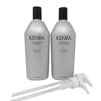 Bundle-4 Items : Kenra Moisturizing Shampoo and Conditioner Set, 33.8 Oz & (2) liter pumps