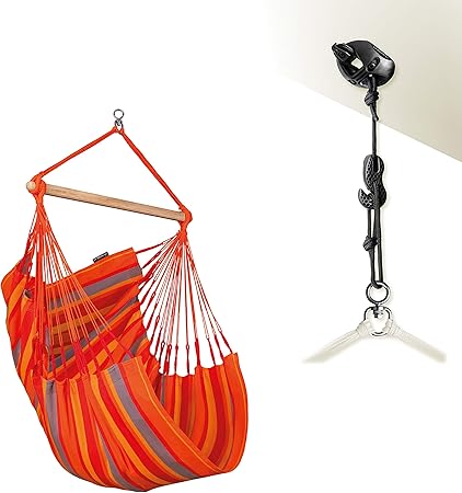 LA SIESTA® - Medium Basic Domingo Hammock Swing Chair & CasaMount - Weather & Tear Resistant Hanging Chair - Outdoor Indoor Hammock Chair w/Suspension Kit for Walls Ceilings Square Beams - Toucan