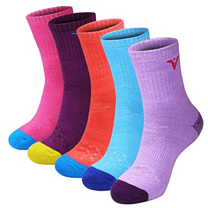 5 Pairs Colorful Quick-drying Cushion Women's Hiking Socks For Trikking Camping Running and Other Sports, Women Size 7-10