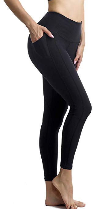 Persit Women's Premium Yoga Pants with Side & Inner Pockets, Non See-Through Tummy Control 4 Way Stretch High Waist Leggings