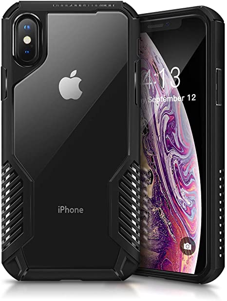 MOBOSI Vanguard Armor Designed for iPhone XS Case/iPhone X Case, Rugged Cell Phone Cases, Heavy Duty Military Grade Shockproof Drop Protection Cover for iPhone 10x/10xs 5.8 Inch 2017/2018, Matte Black